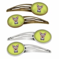 Carolines Treasures BB1294HCS4 Checkerboard Lime Green Yorkie Puppy Barrettes Hair Clips, Set
