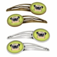Carolines Treasures BB1324HCS4 Checkerboard Lime Green Fawn Pug Barrettes Hair Clips, Set of