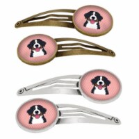 Carolines Treasures BB1237HCS4 Checkerboard Pink Bernese Mountain Dog Barrettes Hair Clips, S