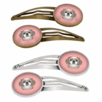 Carolines Treasures BB1250HCS4 Checkerboard Pink & Gray Silver Shih Tzu Barrettes Hair Clips,