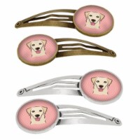 Carolines Treasures BB1252HCS4 Checkerboard Pink & Golden Retriever Barrettes Hair Clips, Set