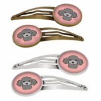 Carolines Treasures BB1259HCS4 Checkerboard Pink & Silver Gray Poodle Barrettes Hair Clips, S