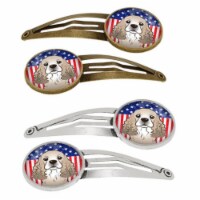 Carolines Treasures BB2146HCS4 American Flag & Cocker Spaniel Barrettes Hair Clips, Set of 4