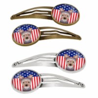 Carolines Treasures BB2162HCS4 American Flag & Yorkie Puppy Barrettes Hair Clips, Set of 4