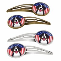 Carolines Treasures BB2167HCS4 American Flag & Bernese Mountain Dog Barrettes Hair Clips, Set