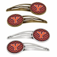 Carolines Treasures CJ1042-YHCS4 Letter Y Chevron Orange & Blue Barrettes Hair Clips, Set of