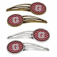 Carolines Treasures CJ1043-GHCS4 Letter G Chevron Crimson & Grey Barrettes Hair Clips, Set of
