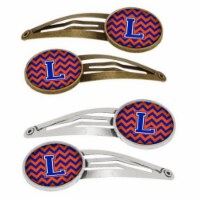 Carolines Treasures CJ1044-LHCS4 Letter L Chevron Orange & Blue Barrettes Hair Clips