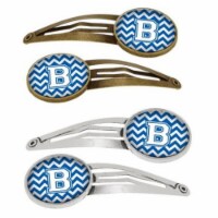 Carolines Treasures CJ1045-BHCS4 Letter B Chevron Blue & White Barrettes Hair Clips