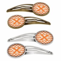 Carolines Treasures CJ1046-XHCS4 Letter X Chevron Orange & White Barrettes Hair Clips, Set of
