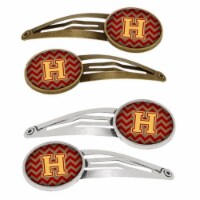 Carolines Treasures CJ1048-HHCS4 Letter H Chevron Garnet & Gold Barrettes Hair Clips, Set of