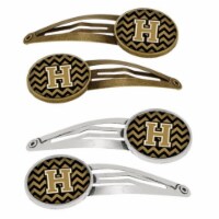 Carolines Treasures CJ1050-HHCS4 Letter H Chevron Black & Gold Barrettes Hair Clips