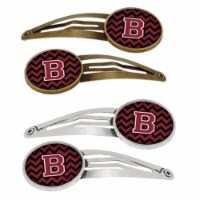 Carolines Treasures CJ1052-BHCS4 Letter B Chevron Garnet & Black Barrettes Hair Clips, Set of