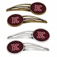 Carolines Treasures CJ1052-KHCS4 Letter K Chevron Garnet & Black Barrettes Hair Clips, Set of