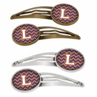 Carolines Treasures CJ1060-LHCS4 Letter L Chevron Blue & Orange No.3 Barrettes Hair Clips, Se