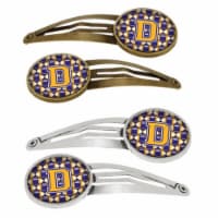Carolines Treasures CJ1064-DHCS4 Letter D Football Purple & Gold Barrettes Hair Clips, Set of