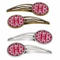 Carolines Treasures CJ1065-HHCS4 Letter H Football Crimson, Grey & White Barrettes Hair Clips