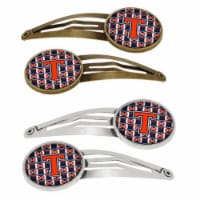 Carolines Treasures CJ1066-THCS4 Letter T Football Orange, Blue & White Barrettes Hair Clips