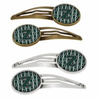 Carolines Treasures CJ1071-ZHCS4 Letter Z Football Green & White Barrettes Hair Clips, Set of