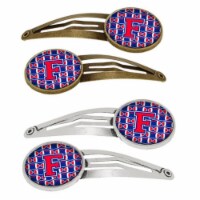 Carolines Treasures CJ1076-FHCS4 Letter F Football Harvard Crimson & Yale Blue Barrettes Hair