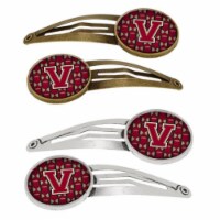 Carolines Treasures CJ1078-VHCS4 Letter V Football Garnet & Gold Barrettes Hair Clips, Set of