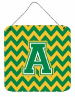 Carolines Treasures  CJ1059-ADS66 Letter A Chevron Green and Gold Wall or Door H
