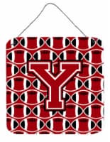 Letter Y Football Red, Black and White Wall or Door Hanging Prints