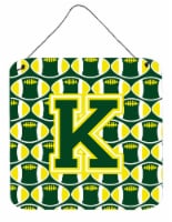 Letter K Football Green and Yellow Wall or Door Hanging Prints