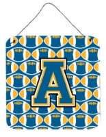 Carolines Treasures  CJ1077-ADS66 Letter A Football Blue and Gold Wall or Door H