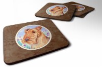 Carolines Treasures 7007FC Airedale Terrier in Flowers Foam Coaster, Set of 4