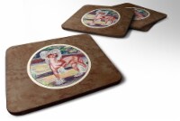 Carolines Treasures 7021FC Chinese Crested on the Patio Foam Coaster, Set of 4
