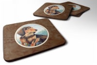Carolines Treasures 7023FC Long Hair Chocolate & Cream Dachshund Foam Coaster, Set of 4
