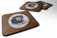 Carolines Treasures 7076FC Black & Cream Dachshund Foam Coaster, Set of 4