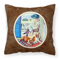 Carolines Treasures  7068PW1414 Lady with her Boxer Fabric Decorative Pillow