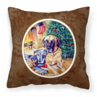 Fawn and Blue Great Dane waiting on Christmas Fabric Decorative Pillow