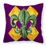 Mardi Gras Fleur de lis Purple Green and Gold Fabric Decorative Pillow