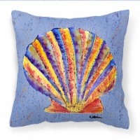 Carolines Treasures  8525PW1414 Scalloped Shell on Blue Fabric Decorative Pillow