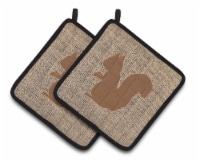 Carolines Treasures  BB1119-BL-BN-PTHD Squirrel Burlap and Brown Pair of Pot Hol