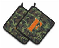 Carolines Treasures  CJ1030-FPTHD Letter F Monogram - Camo Green Pair of Pot Hol