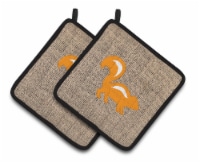 Carolines Treasures  BB1125-BL-OR-PTHD Skunk Burlap and Orange Pair of Pot Holde