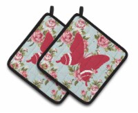 Carolines Treasures  BB1034-RS-BU-PTHD Butterfly Shabby Chic Blue Roses Pair of