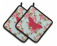 Carolines Treasures BB1050-RS-BU-PTHD Butterfly Shabby Chic Blue Roses Pair of