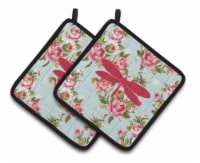 Carolines Treasures BB1061-RS-BU-PTHD Moth Shabby Chic Blue Roses Pair of Pot H