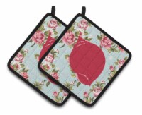 Carolines Treasures BB1099-RS-BU-PTHD Shell Shabby Chic Blue Roses Pair of Pot