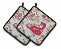 Carolines Treasures BB1124-RS-BU-PTHD Snake Shabby Chic Blue Roses Pair of Pot