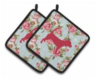Carolines Treasures BB1087-RS-BU-PTHD Beagle Shabby Chic Blue Roses Pair of Pot