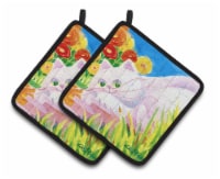 Carolines Treasures 6102PTHD White Cat Tea Time Pair of Pot Holders
