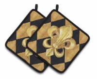 Carolines Treasures 8125PTHD Black and Gold Fleur de lis New Orleans Pair of Po