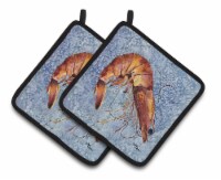 Carolines Treasures 8153PTHD Cooked Shrimp Cool Blue Water Pair of Pot Holders