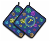 Carolines Treasures CJ1011-TPTHD Letter T Initial Monogram - Blue Swirls Pair o